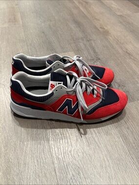 New Balance 997H Red and Navy Athletic Sneakers